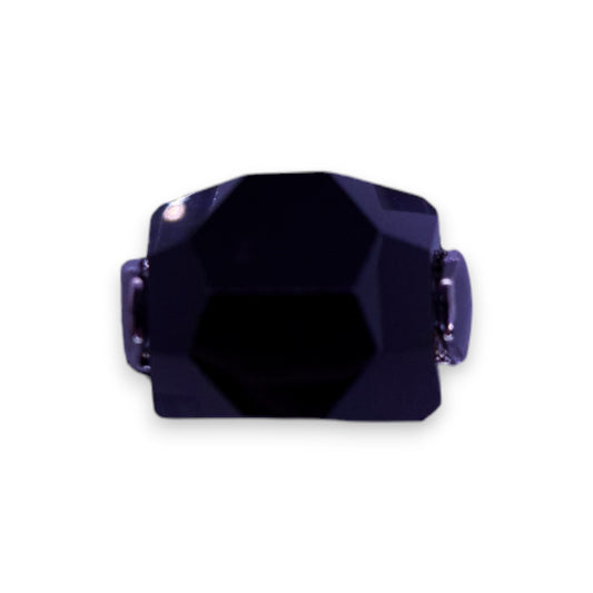 Metal Black Glass Stone Statement Ring