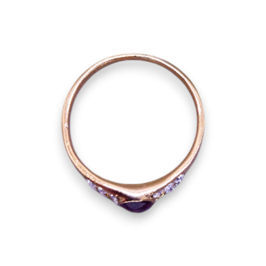 Gold Tone Red & Clear Cubic Zirconia Classic Ring