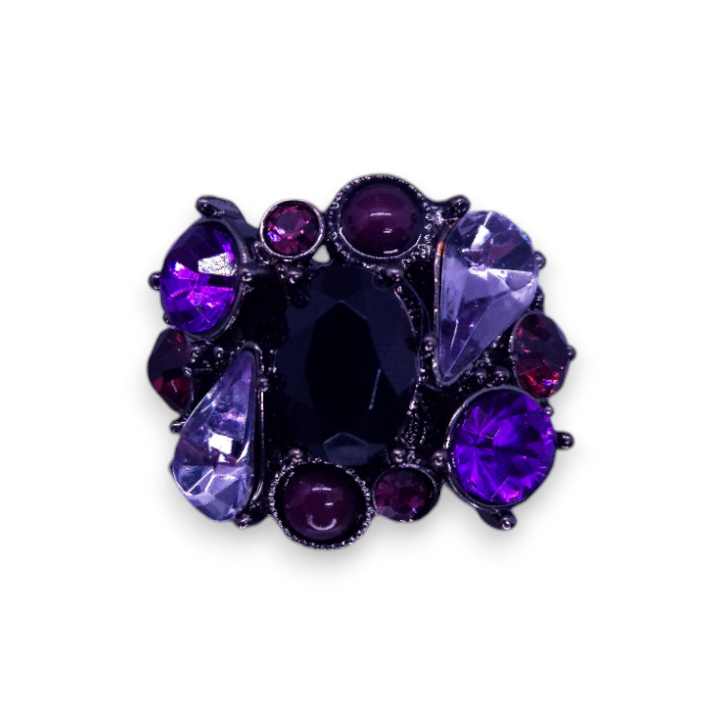 Metal Purple Stones Statement Ring
