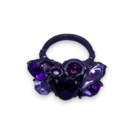 Metal Purple Stones Statement Ring