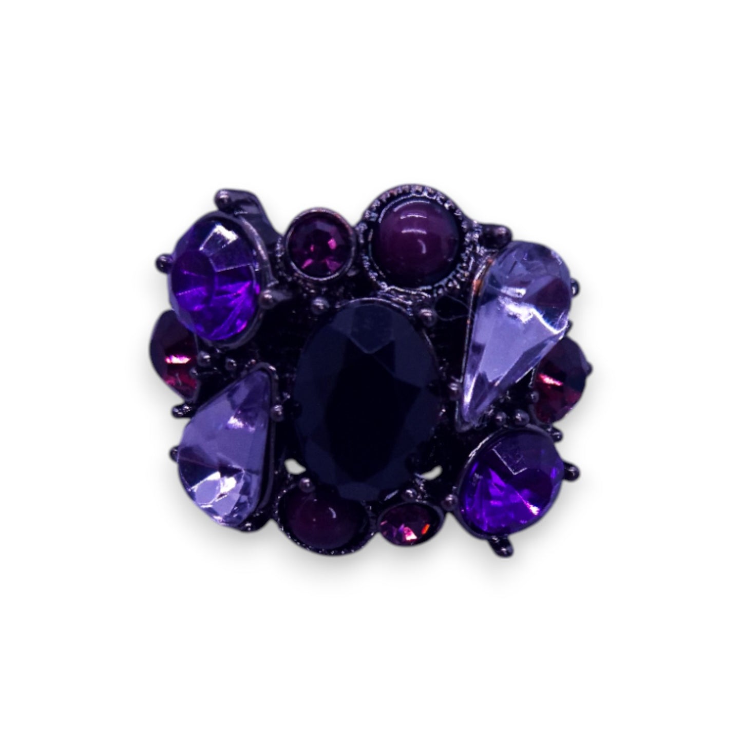 Metal Purple Stones Statement Ring
