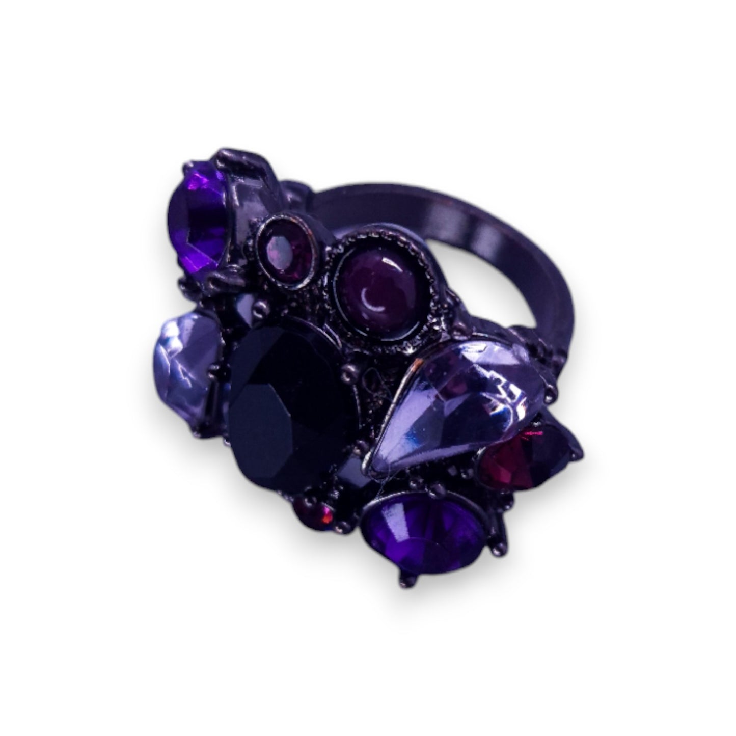 Metal Purple Stones Statement Ring