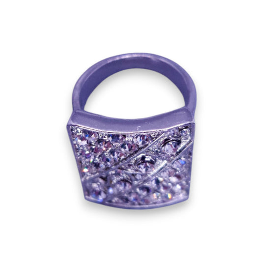 Silver Tone Clear Stones Statement Ring