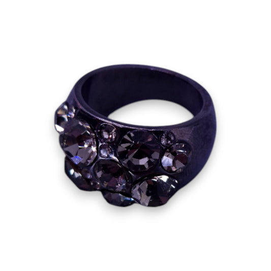 Metal Clear Stones Statement Ring