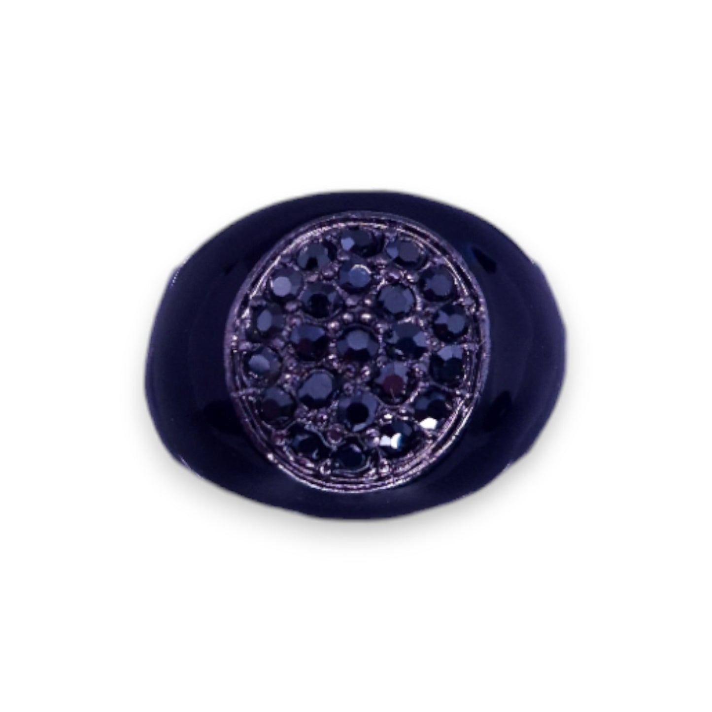 Metal Black Cubic Zirconia Statement Ring