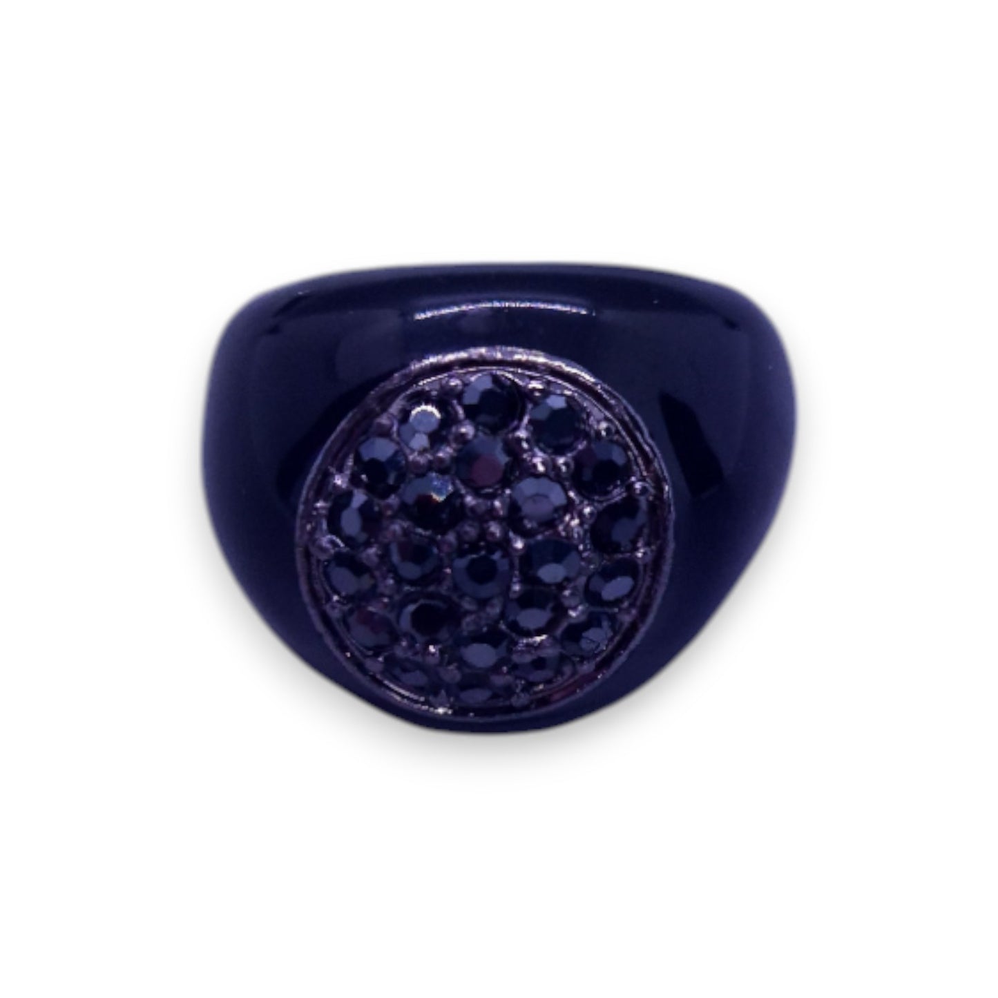 Metal Black Cubic Zirconia Statement Ring