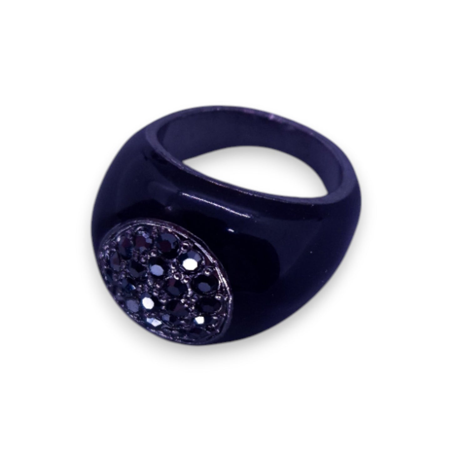 Metal Black Cubic Zirconia Statement Ring