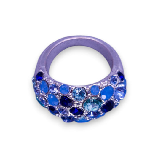 Silver Tone Blue Stones Statement Ring