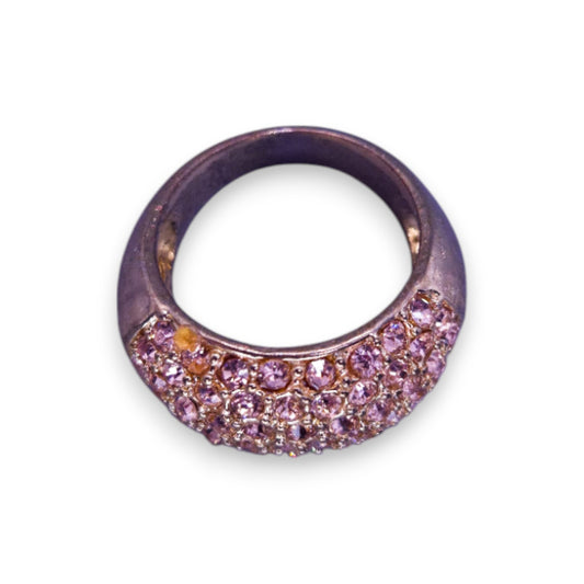 Gold Tone Pink Cubic Zirconia Statement Ring