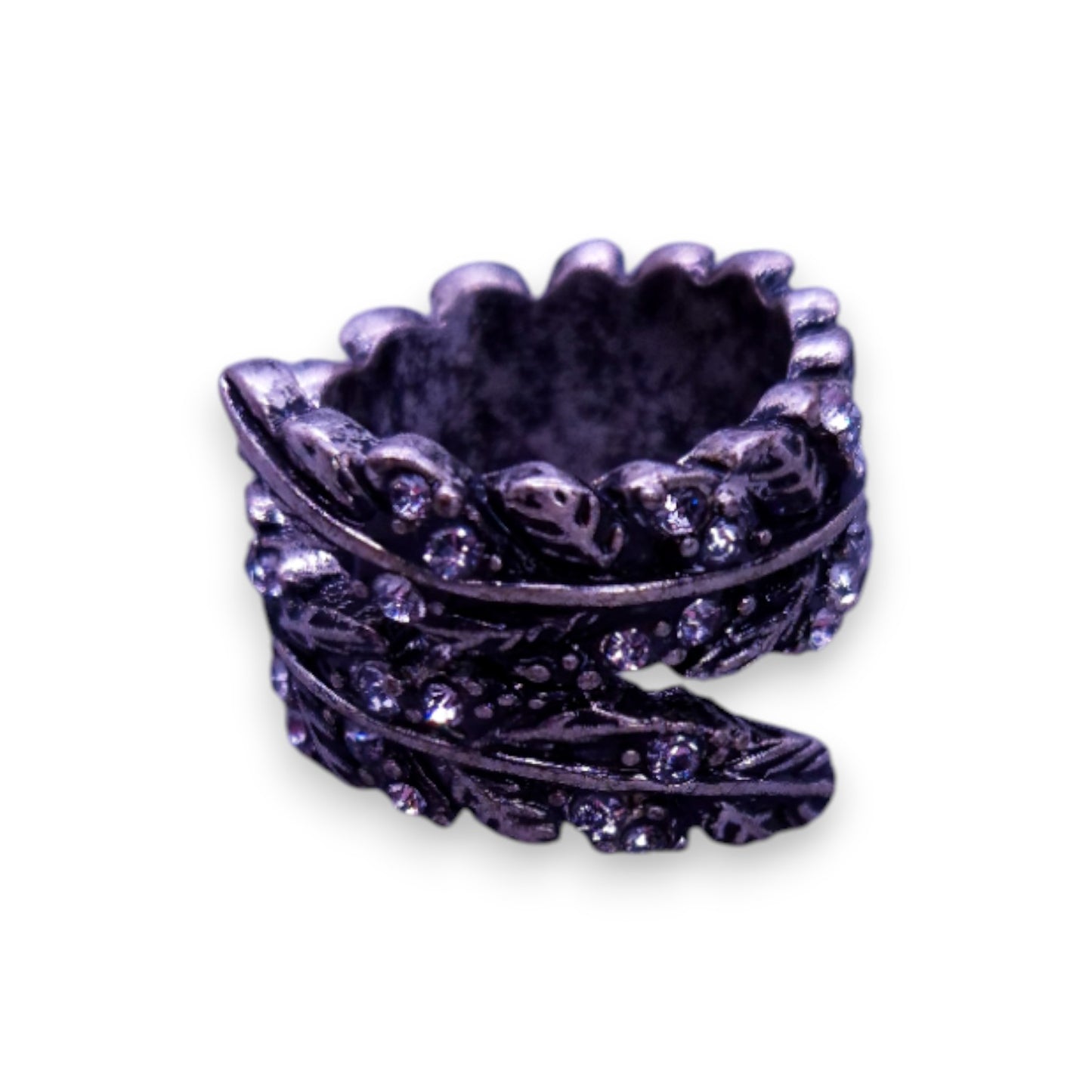 Silver Tone Nature Inspired Leaf Ring