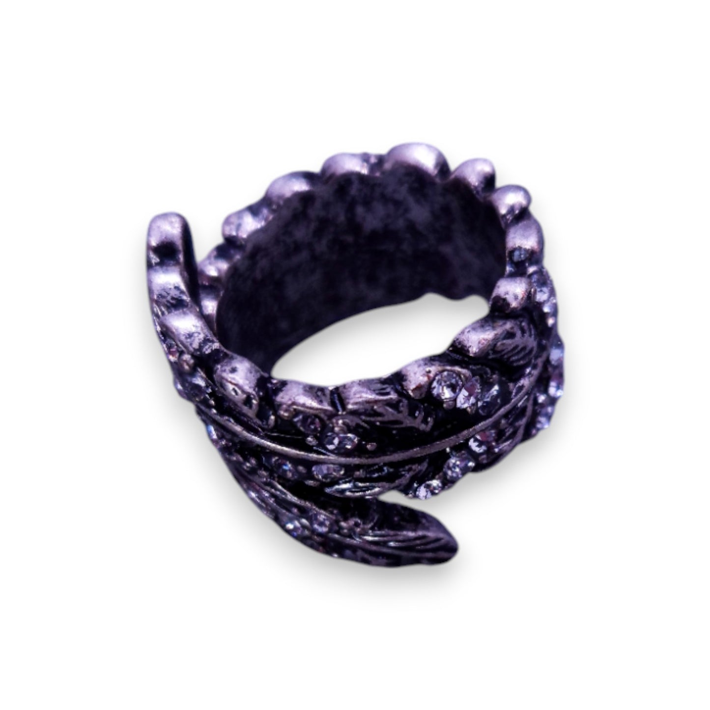 Silver Tone Nature Inspired Leaf Ring