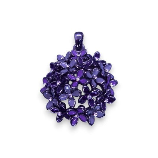 Metal Cubic Zirconia Enamelled Nature Inspired Flowers Pendant