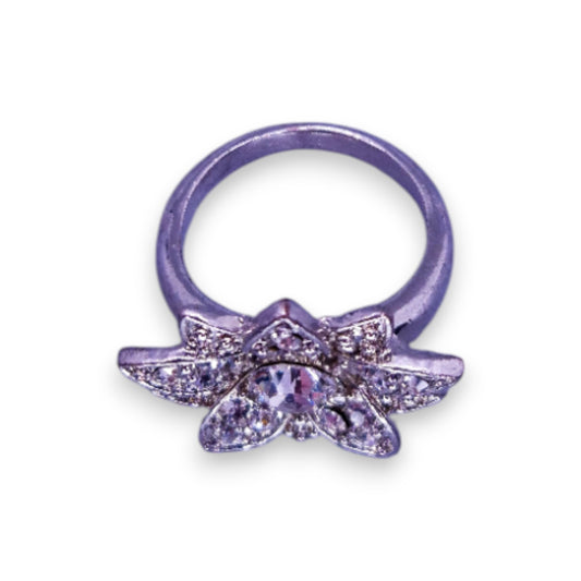 Silver Tone Clear Cubic Zirconia Statement Ring