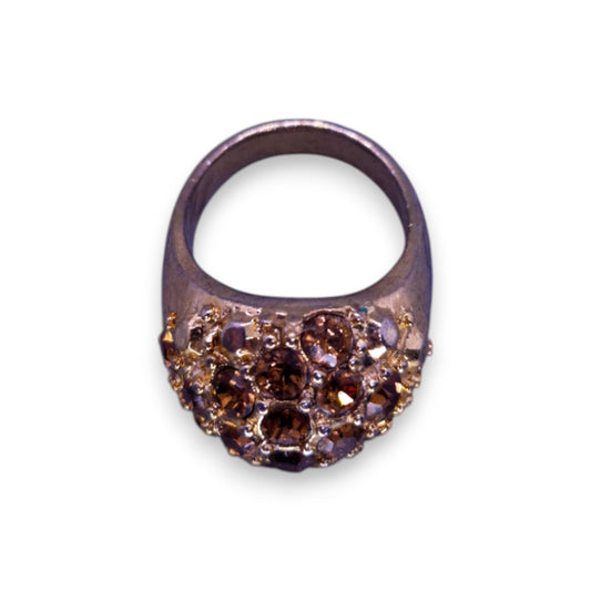 Gold Tone Brown Cubic Zirconia Statement Ring