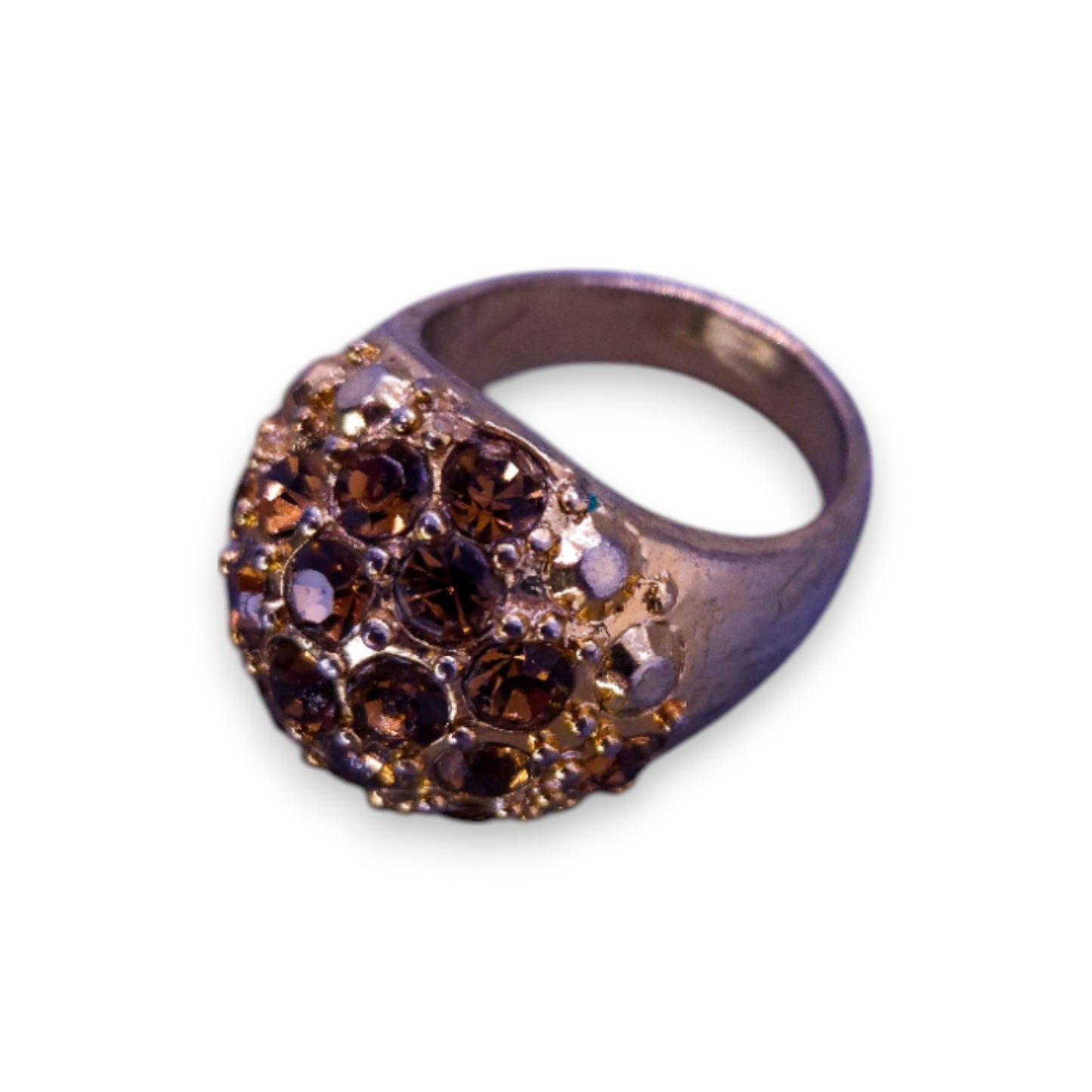 Gold Tone Brown Cubic Zirconia Statement Ring