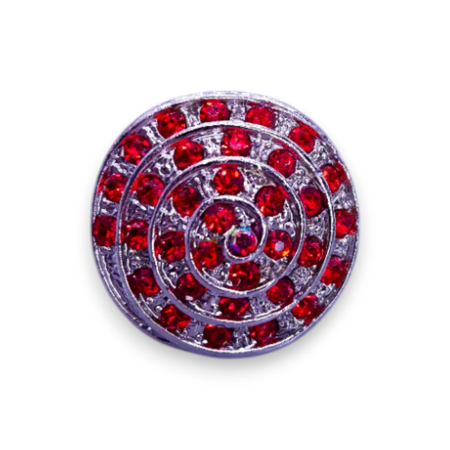 Silver Tone Red Stones Statement Ring