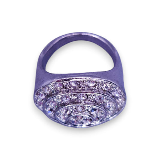 Silver Tone Clear Stones Statement Ring