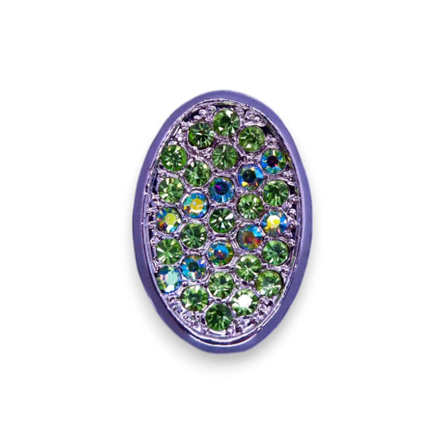 Silver Tone Green Stones Statement Ring