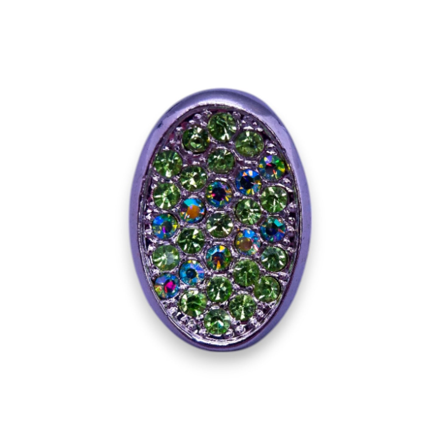 Silver Tone Green Stones Statement Ring