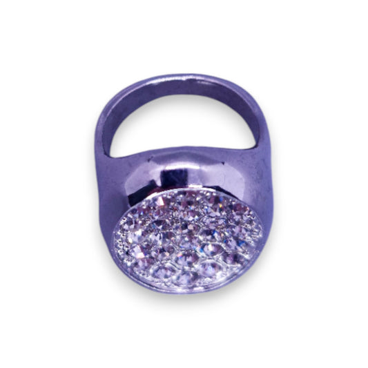 Silver Tone Clear Stones Statement Ring