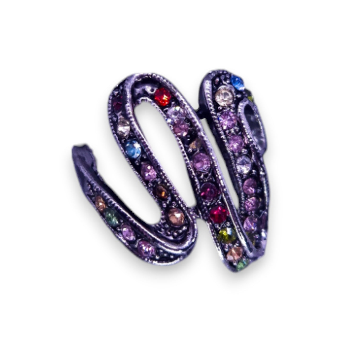 Silver Tone Multi Colour Stones Statement Ring