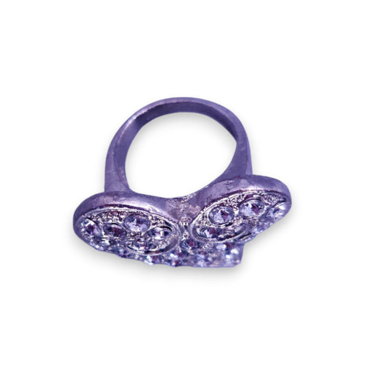 Silver Tone Clear Stones Romantic Heart Ring