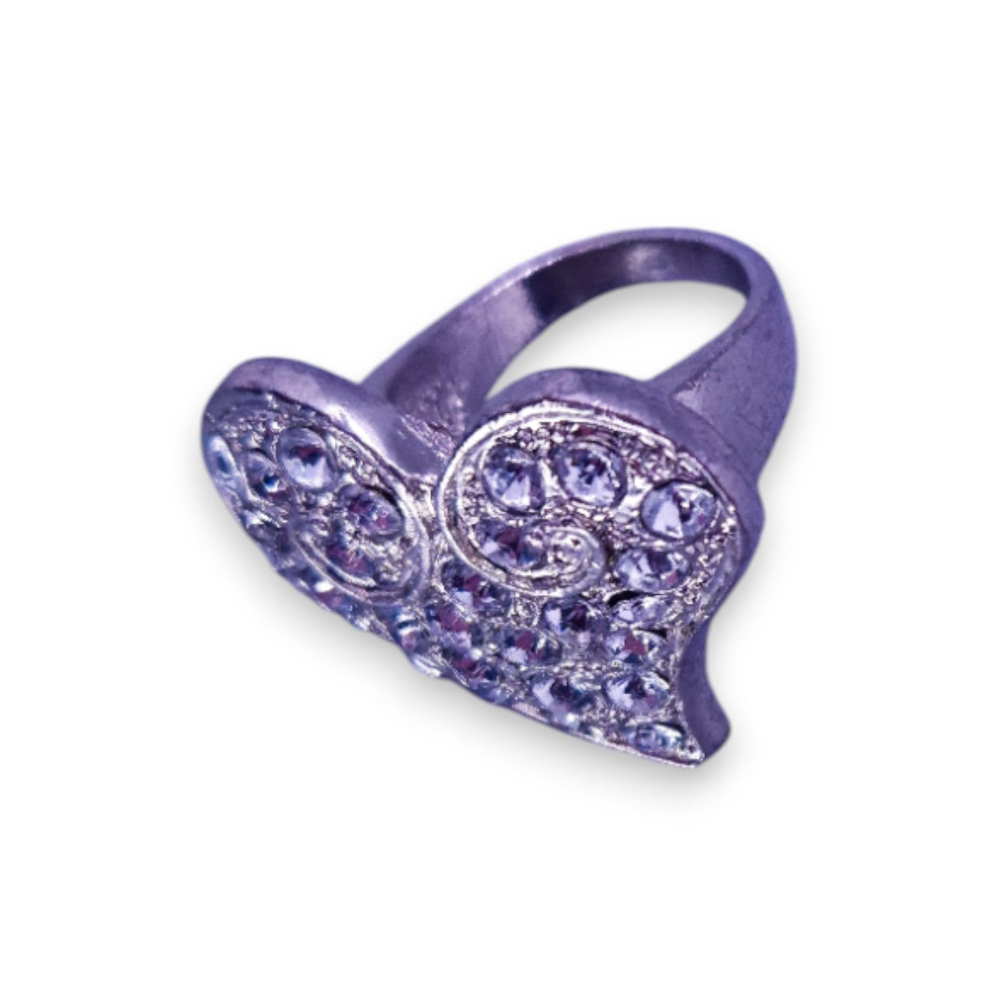 Silver Tone Clear Stones Romantic Heart Ring