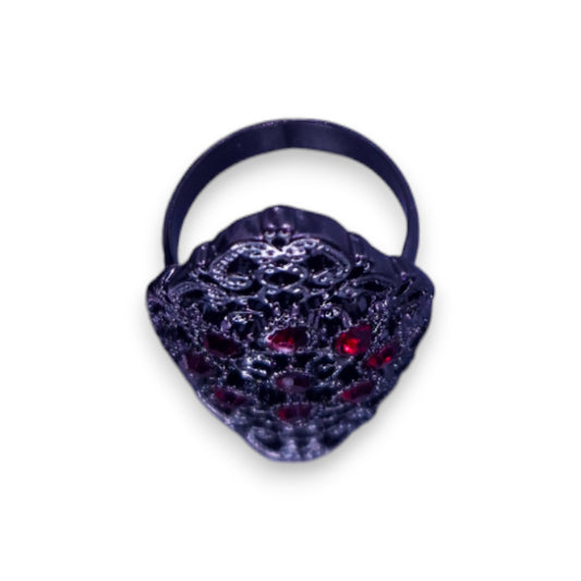 Metal Red Stones Statement Ring