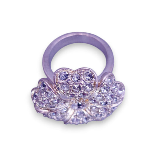 Silver Tone Clear Stones Statement Ring