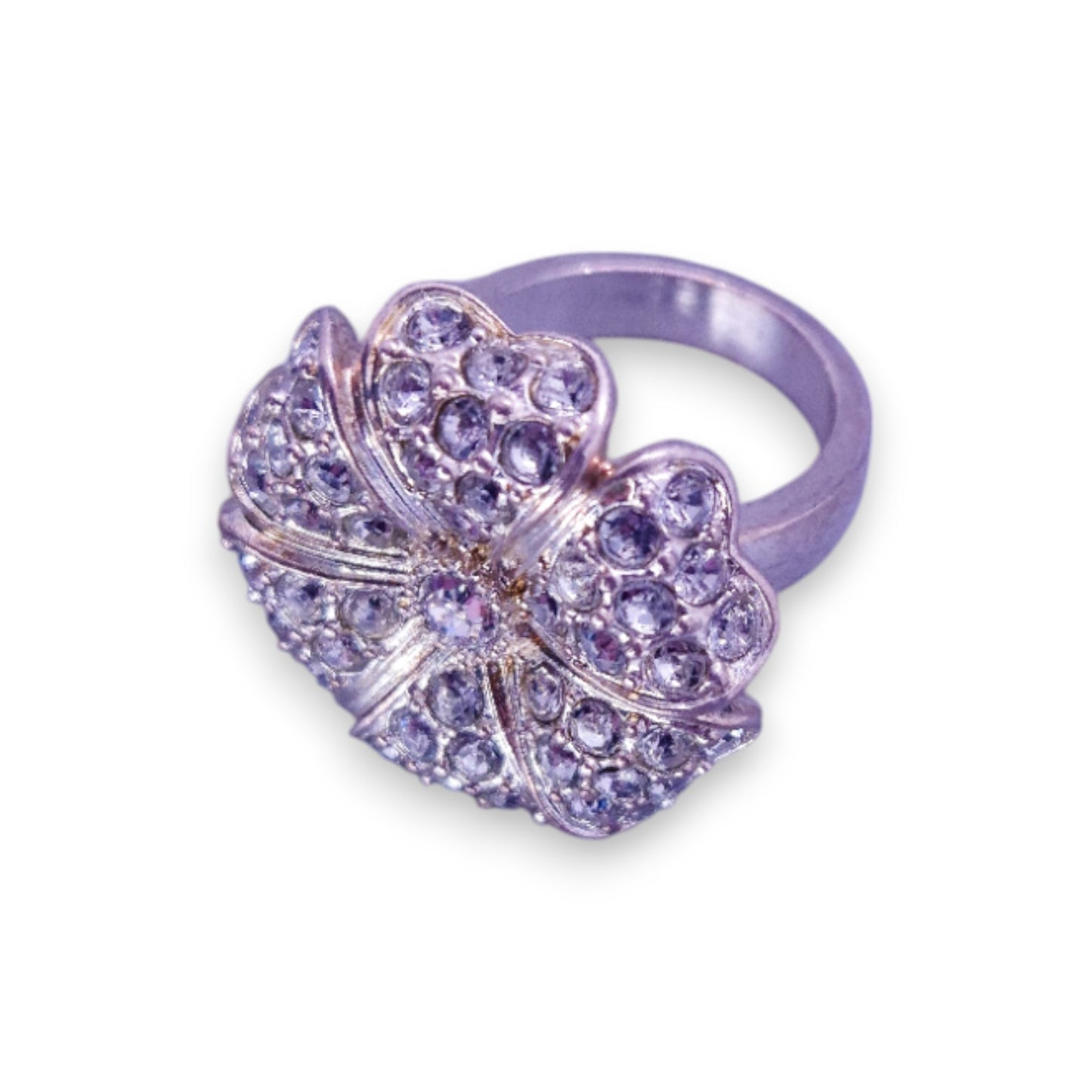 Silver Tone Clear Stones Statement Ring