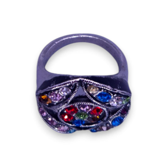 Silver Tone Multi Stones Statement Ring