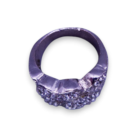 Silver Tone Clear Cubic Zirconia Romantic Hearts Ring