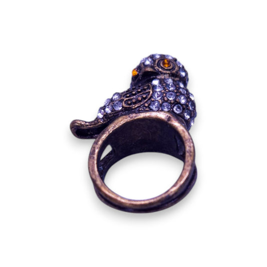 Gold Tone Clear & Orange Cubic Zirconia Nature Inspired Ring