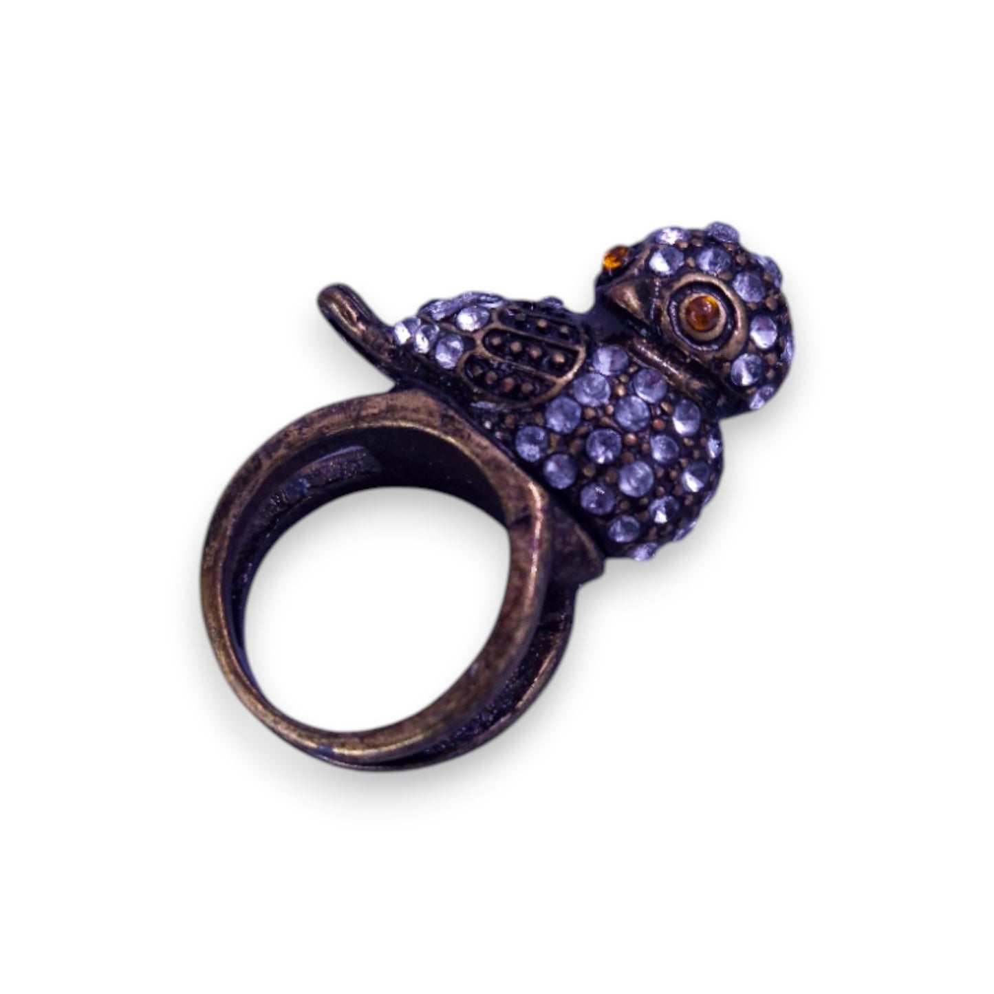 Gold Tone Clear & Orange Cubic Zirconia Nature Inspired Ring