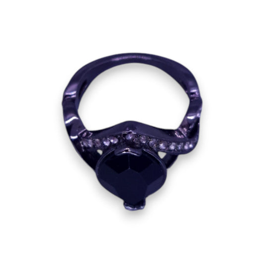 Metal Black & Clear Cubic Zirconia Statement Ring