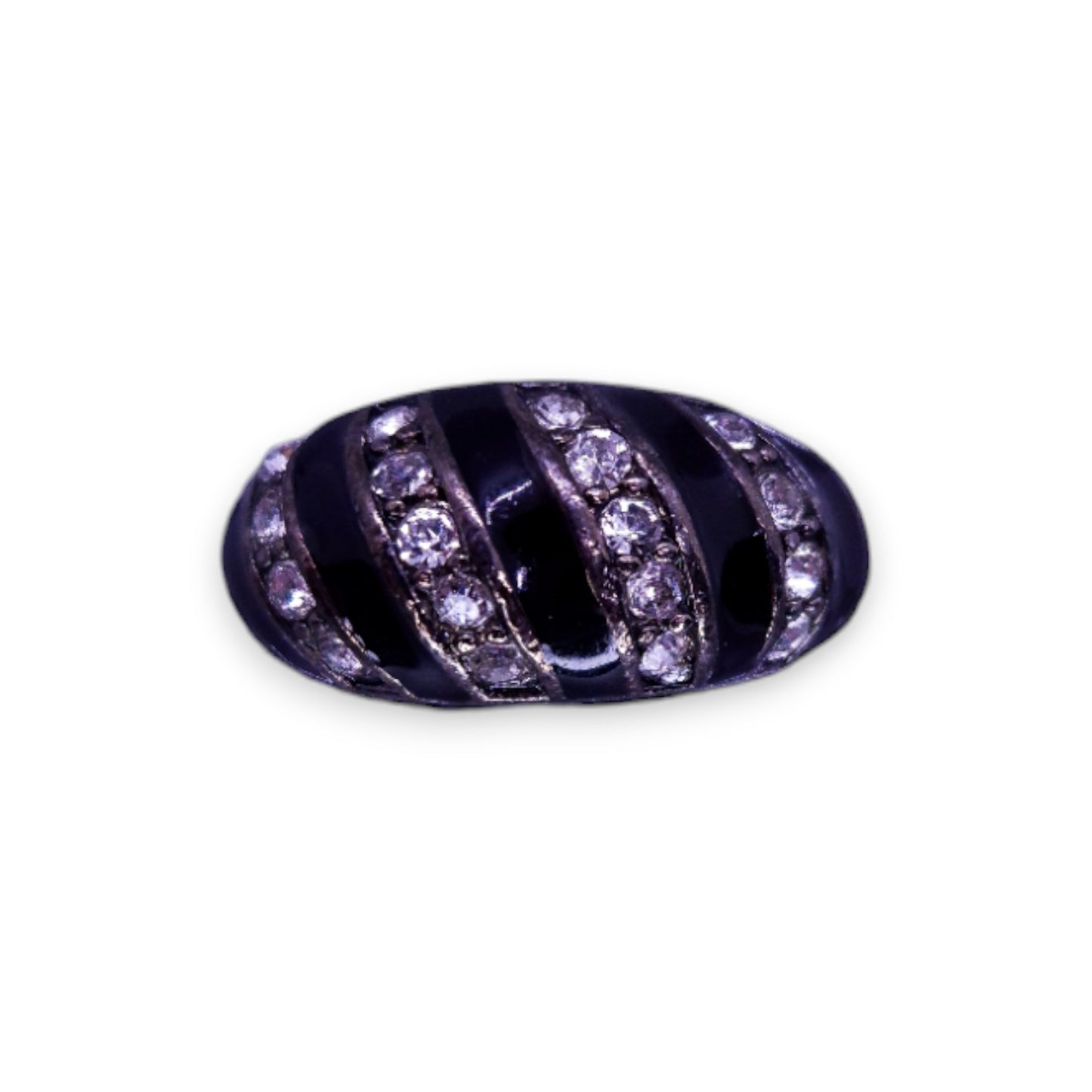Metal Clear Cubic Zirconia Enamelled Classic Ring