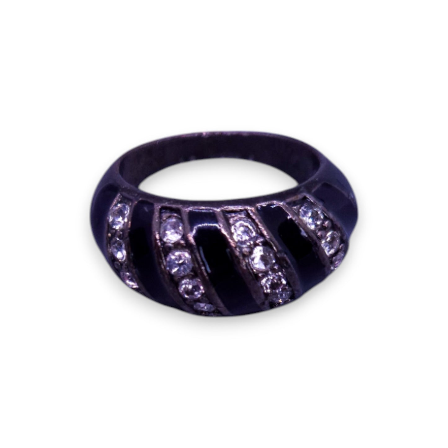 Metal Clear Cubic Zirconia Enamelled Classic Ring