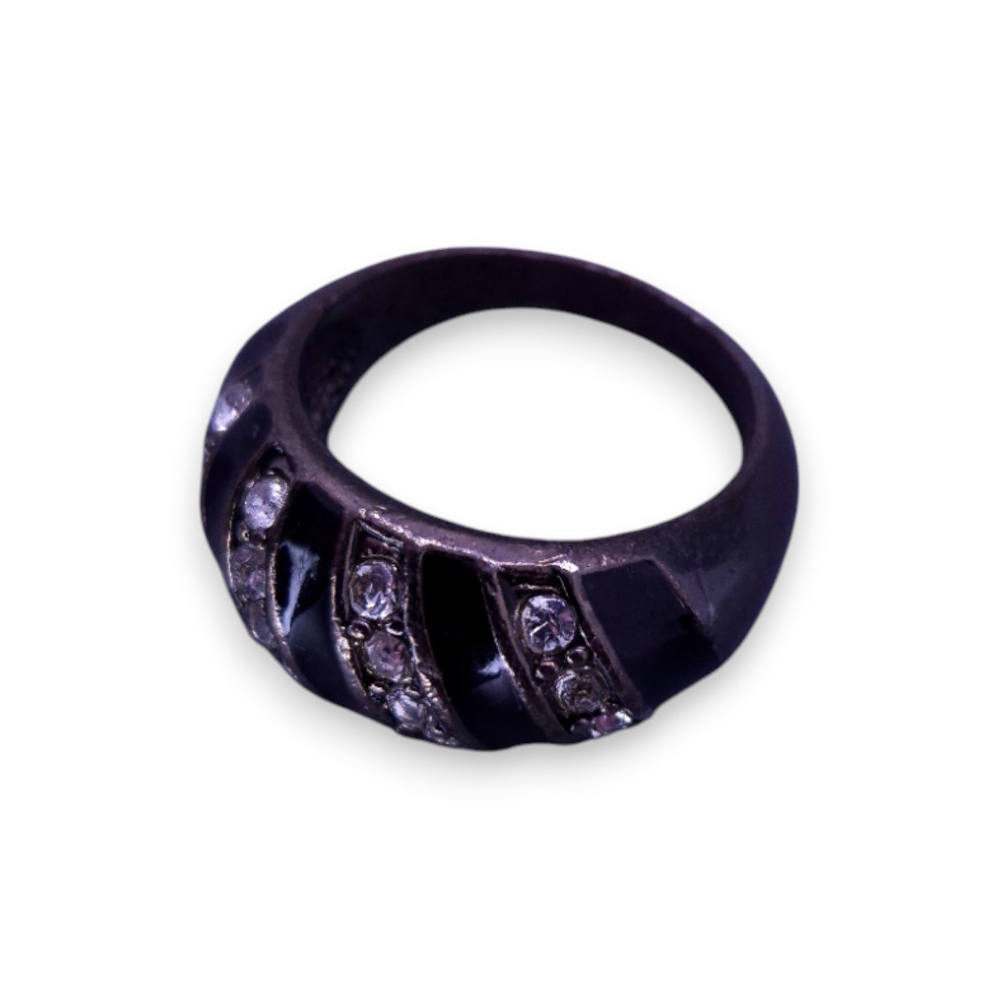 Metal Clear Cubic Zirconia Enamelled Classic Ring