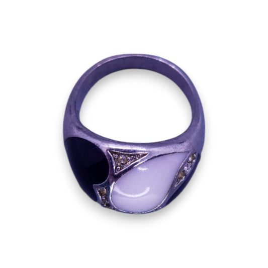 Silver Tone Enamelled Classic Ring