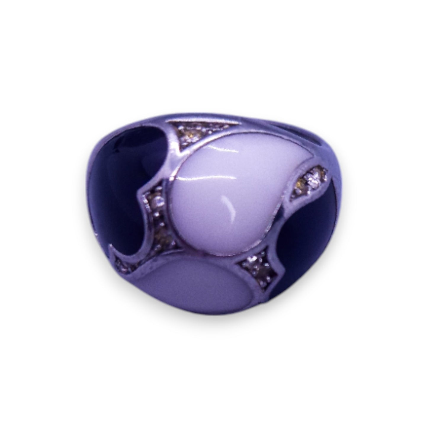 Silver Tone Enamelled Classic Ring