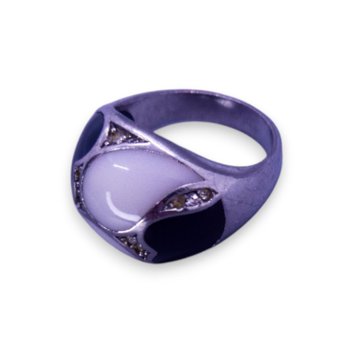 Silver Tone Enamelled Classic Ring