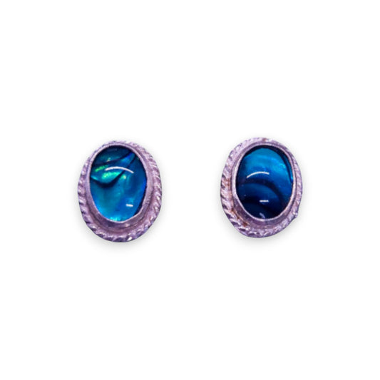 Sterling Silver Paua Shell Vintage Earrings