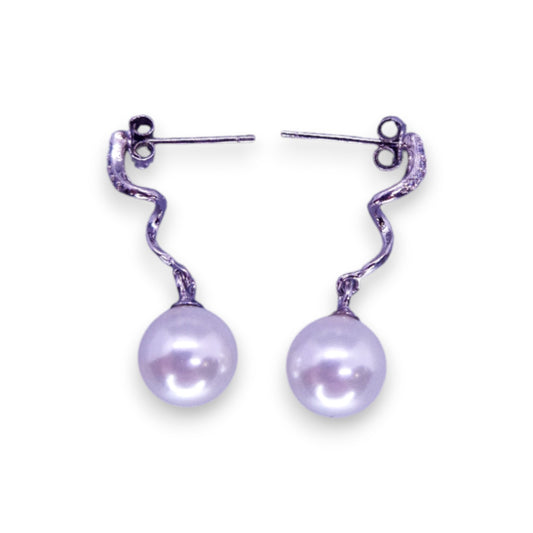Silver Tone Pearls Cubic Zirconia Classic Earrings
