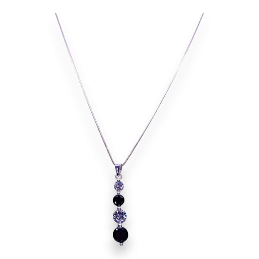 Sterling Silver Clear & Black Cubic Zirconia Classic Necklace
