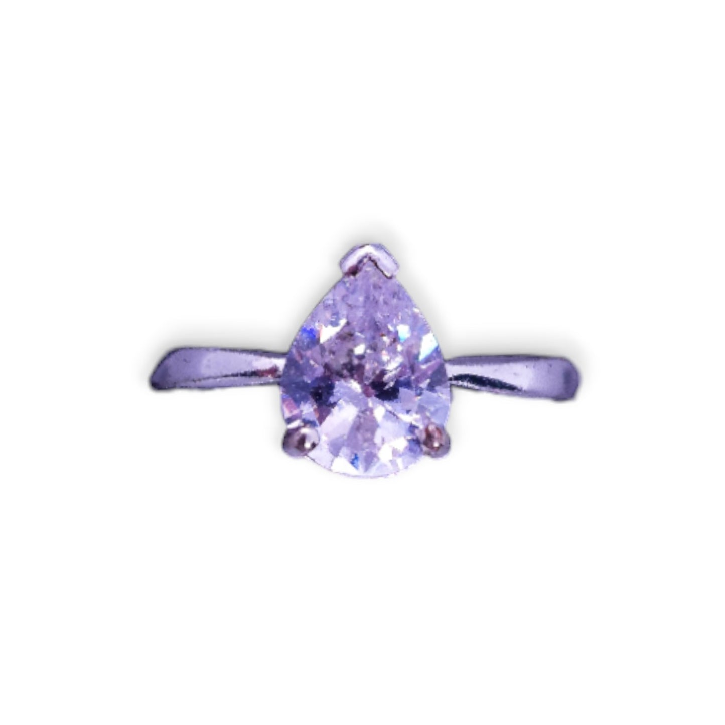 Silver Tone Clear Cubic Zirconia Classic Ring