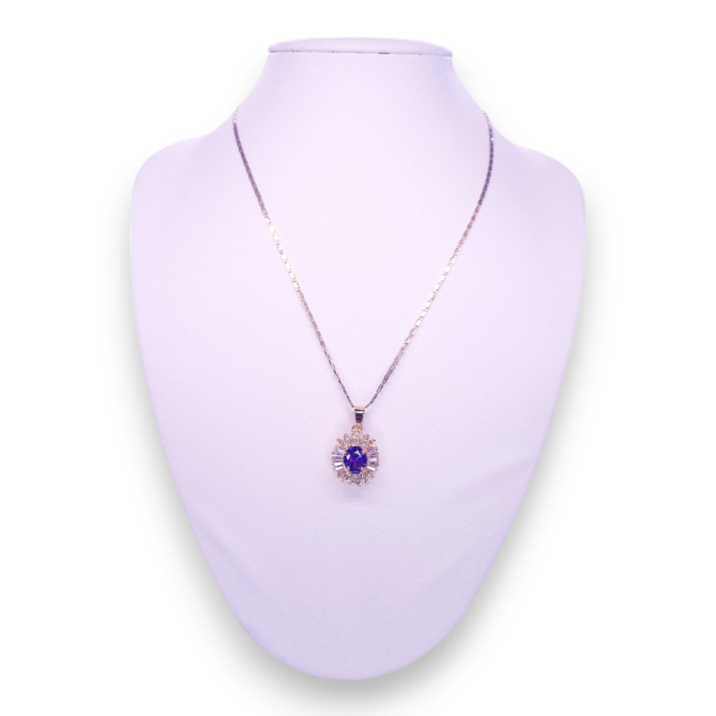 18ct Gold Plated Purple & White Cubic Zirconia Classic Necklace