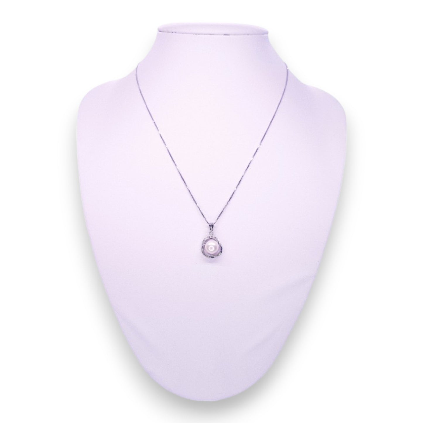 Sterling Silver Pearl & Clear Cubic Zirconia Classic Necklace