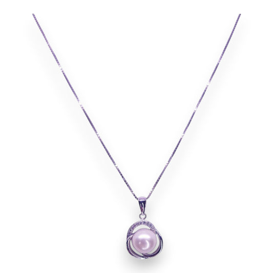 Sterling Silver Pearl & Clear Cubic Zirconia Classic Necklace