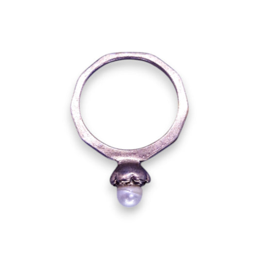 Silver Tone Pearl Classic Ring