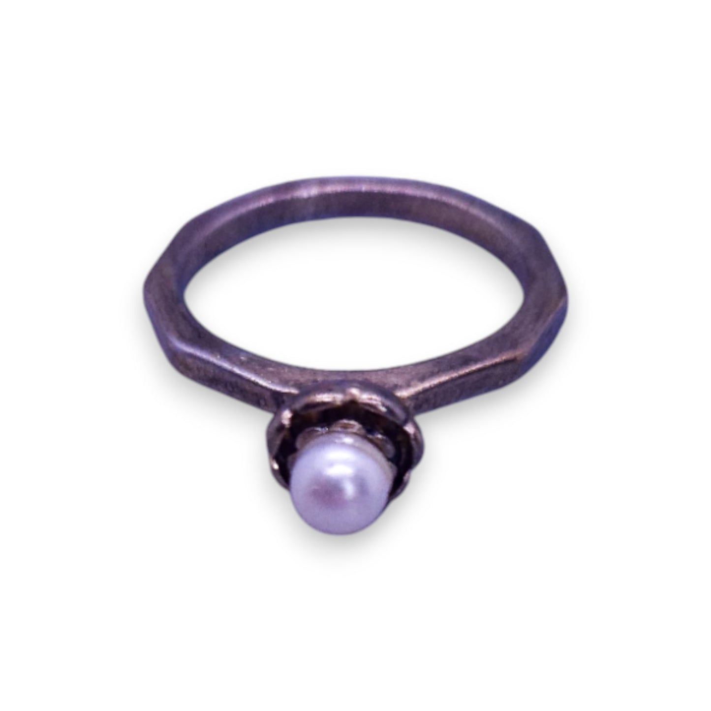Silver Tone Pearl Classic Ring